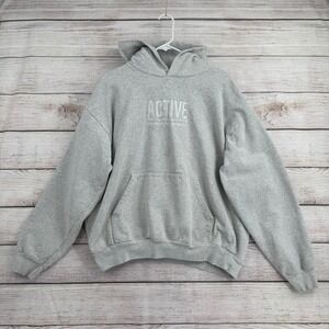 Active Ride Shop Hoodie Mens XL Gray Embroidered Logo Made in USA Pullover